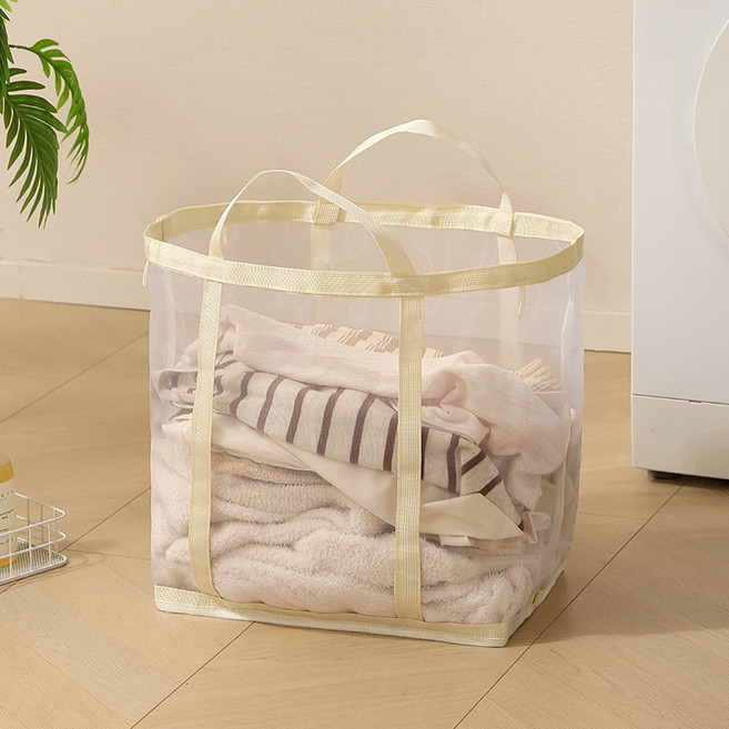 더자카 다용도 메쉬 대용량 세탁 빨래바구니, 아이보리