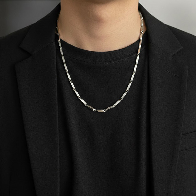 스타일플래닛 육각 스틸 대나무 체인 목걸이