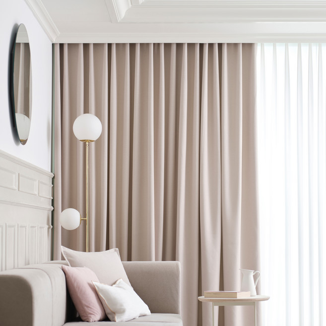 HANSSEM 飯店式 Luna 遮光窗簾組, 燕麥色