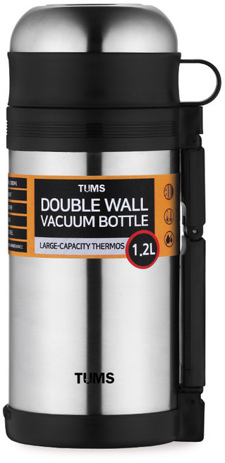 TUMS Tanker 大容量雙重真空保溫瓶, 銀色, 1.2L, 1個
