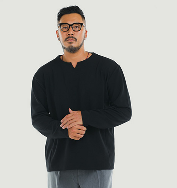 파이브엑스라지 남성용 오버핏 심플 V넥 긴팔 티셔츠