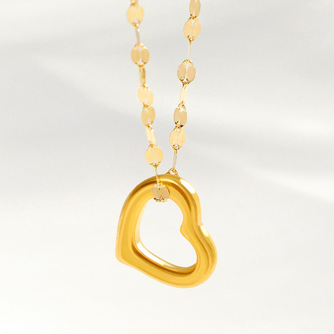 골드팡 24K 순금 하트 럭키참 0.08g 18K 체인 목걸이 0.38g + 쇼핑백