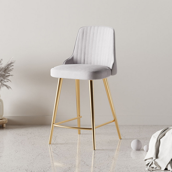 가구느낌 시엘 벨벳 골드바 체어, 베이지, 2개