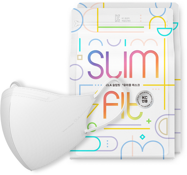 CLA 슬림핏 마스크 어린이용 초초소형, 25개입, 2개, 화이트