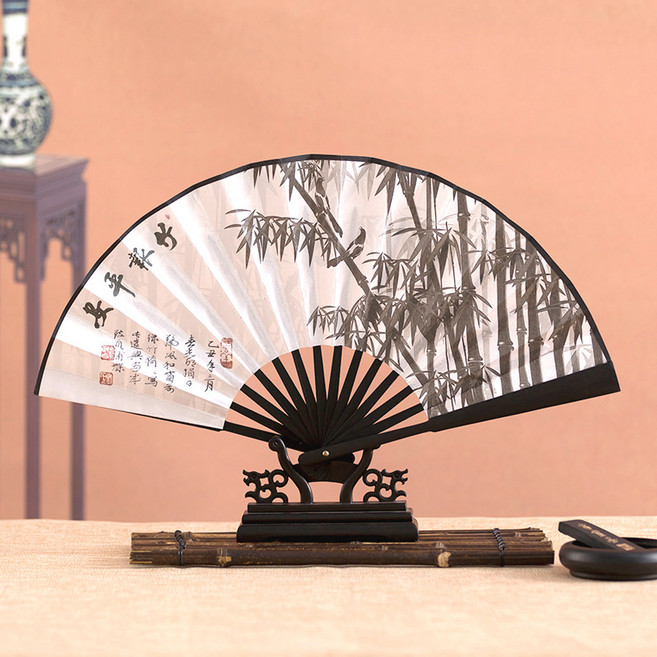 마켓피아 인테리어 그림 소품 고풍스러운 부채, 대나무는 종이에 평화를보고, 1개