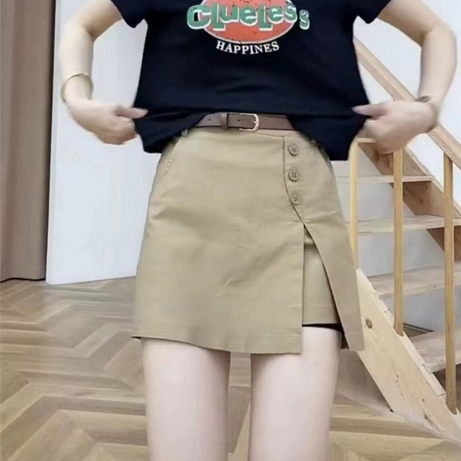 메이첼 통기성 코니 쓰리 버튼 카고 치마 바지 + 벨트 세트 10456