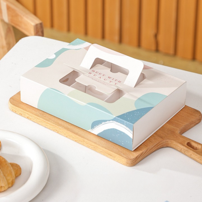 이홈베이킹 손잡이 슬리브상자 직사각 상자 6구, 라이트핑크, 5개