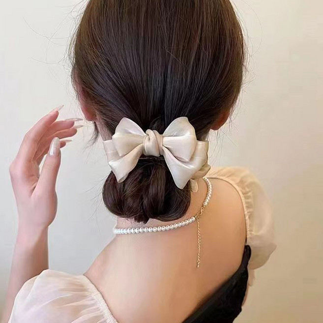 젤루나 쉬폰 리본 악어 집게핀 H-126