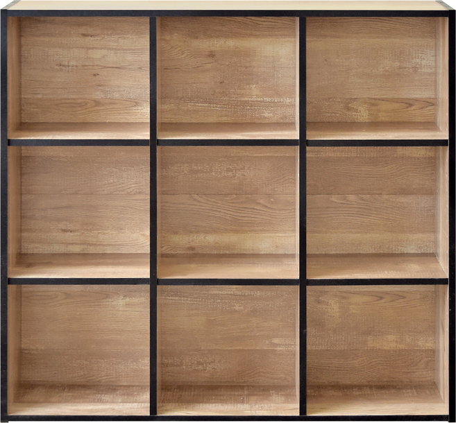 HOPMA 合馬家具 多功能堆疊九格書櫃 G-899NT, 仿古木, 3層