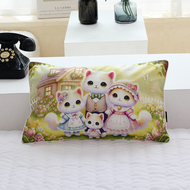 아동용 부드러운 모달코튼 솜 포함 동물 베개, 고양이 패밀리