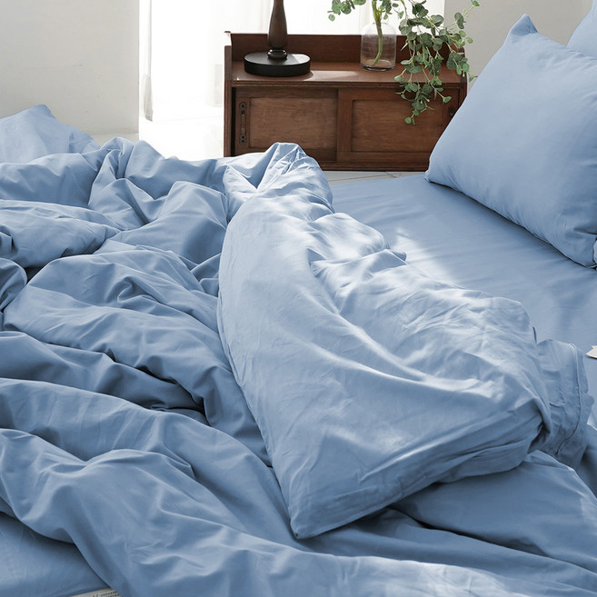 스코홈 럭시 순면 40수 틔윌 호텔식 이불커버, 럭시블루