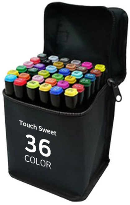다다 더블헤드 트윈 드로잉 마카펜 천케이스 세트, 36색, 1세트