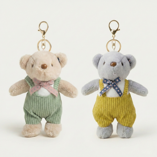 금홍팬시 곰돌이 인형키링, 민트, 머스타드, 2개, 150mm