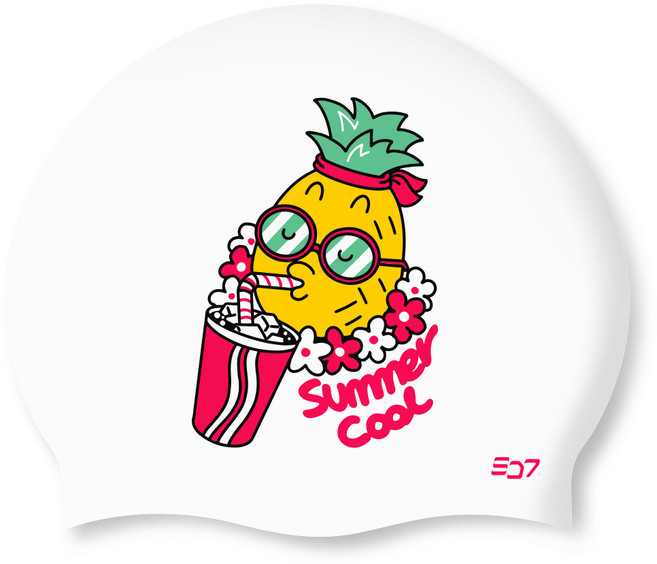 SD7 실리콘 수영모 SGL-CA4, 썸머파인애플WHT, 1개