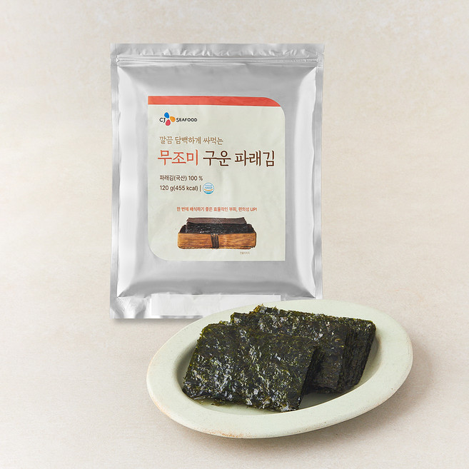 CJ씨푸드 무조미 구운 파래김 컷팅 500매 내외, 120g, 1개