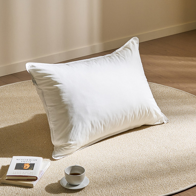 휴가드 커버가 필요없고 통째로 빨아쓰는 부드러운 40수 순면베개, 1개, 화이트