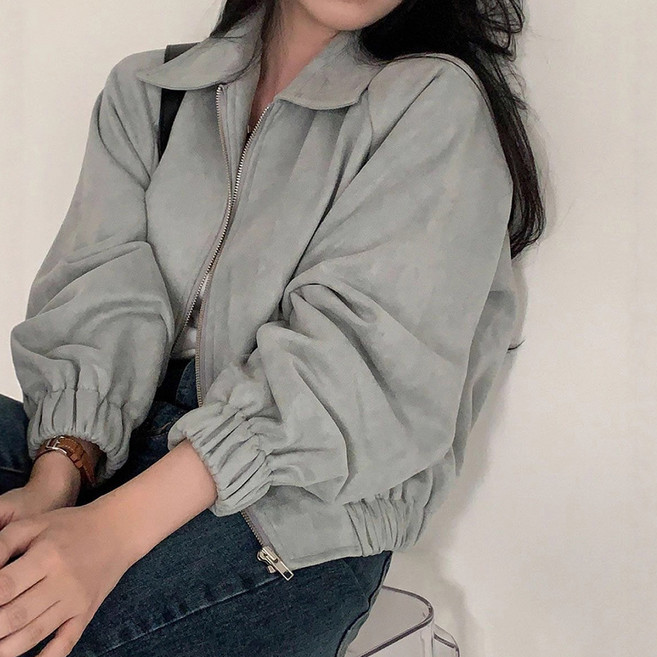 Dotif 女款秋季法式麂皮夾克