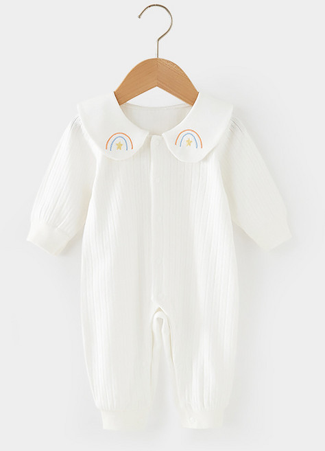 스타도어 유아용 라운드 자수 카라 풀 스냅 우주복