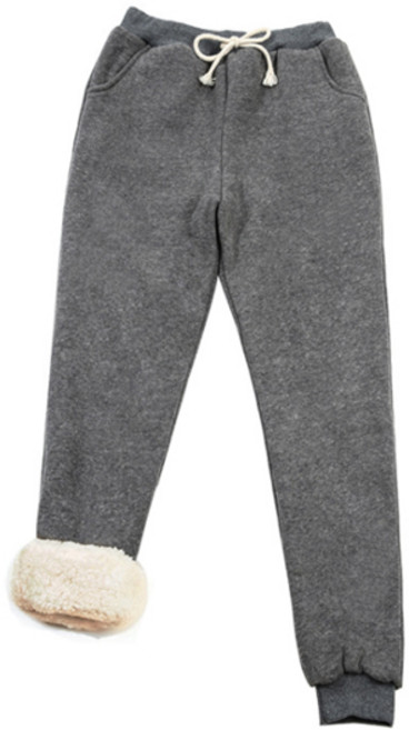 솔레일 여성용 후리스 따뜻한 뽀글이 멜란 홈웨어 조거팬츠
