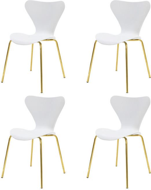 숄더7 골드 인테리어 디자인 카페 소비자조립 식탁의자 4p, 화이트, 4개
