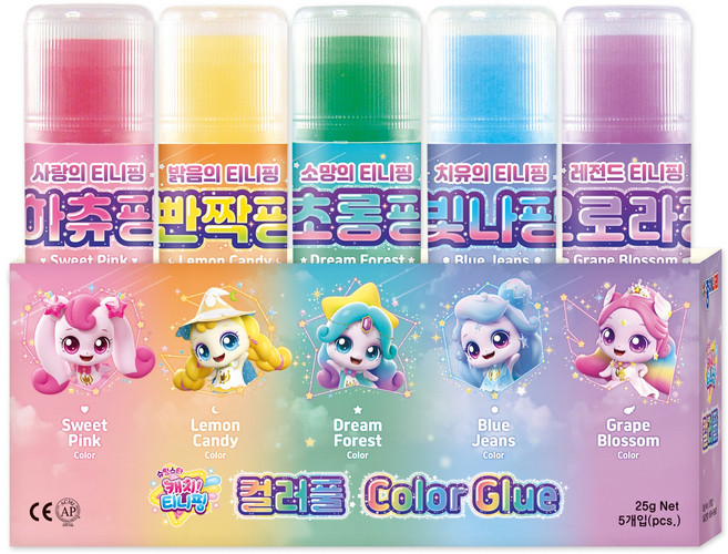 종이나라 캐치티니핑 비비드 컬러풀 25g x 5종 세트, 1세트, 125g
