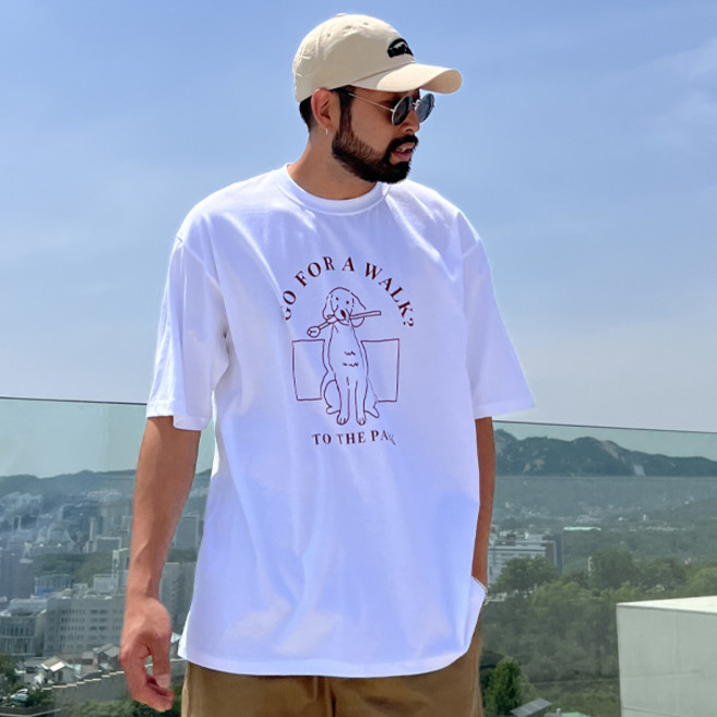 파이브라지 남성용 통기성 빅사이즈 오버핏 레터링 디자인 포인트 반팔 티셔츠