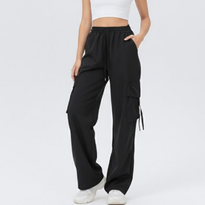 소니오 여성용 포켓 스트링 카고 팬츠