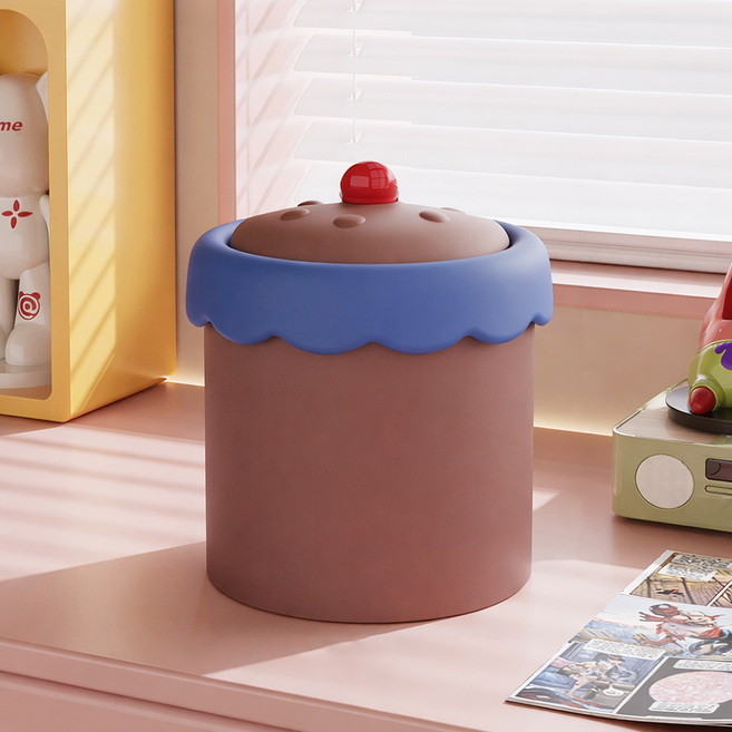 더자카 브라이트 컬러 데스크 미니 휴지통, 브라운