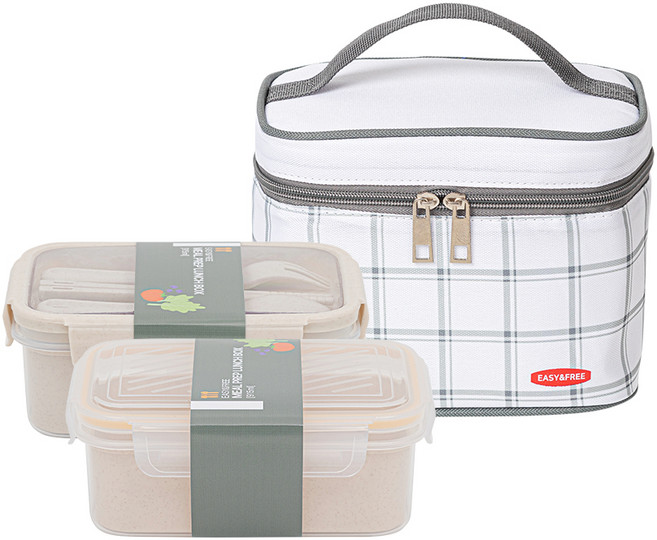 이지앤프리 밀프랩 도시락통 915ml x 2p + 도시락 가방 + 커트러리 세트, 혼합색상, 1세트