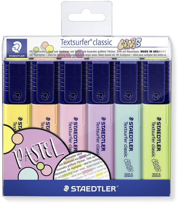 STAEDTLER 施德樓 螢光筆 6色套組 364C, 粉彩色, 6支