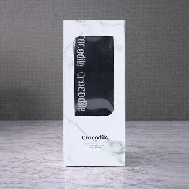 크로커다일 남성용 스포츠 테니스 쿠션 중목양말 3족 선물세트 CD308, 블랙, 1세트