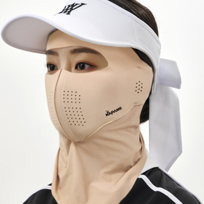 네이팡 풀커버 귀덮개 넥타입 UV 자외선차단 스포츠 골프 등산 낚시 자전거 야외활동 FACE 가드 마스크, 다크 스킨, 1개
