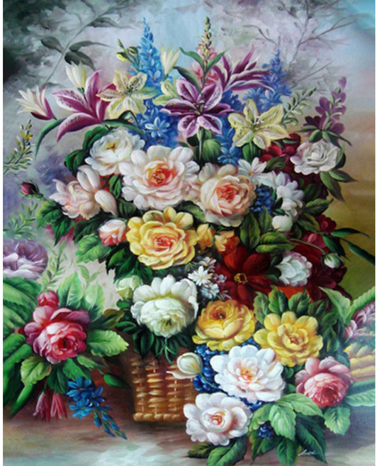 알로데 모란 꽃 식물 화병 DIY 보석십자수 스퀘어 30 x 40 cm, 1개