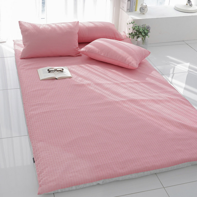 스코홈 국내 제조 여름 냉감 시어서커 홑겹 요커버, 심쿵핑크