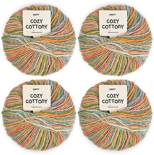 니뜨 코지 코트니 50g, 01 레인보우믹스, 4개