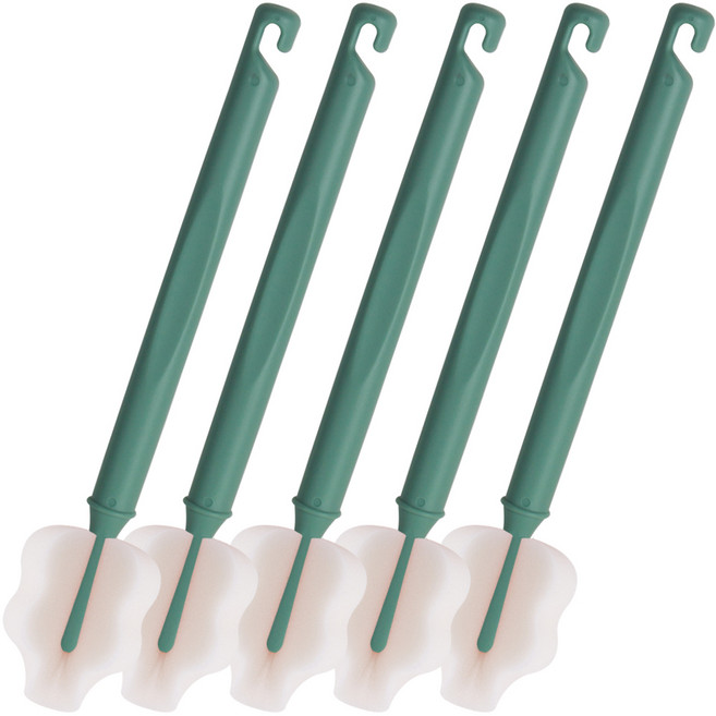 하이비 젖병 세척솔 몽글이 롱 와이드솔, 올리브그린, 5개