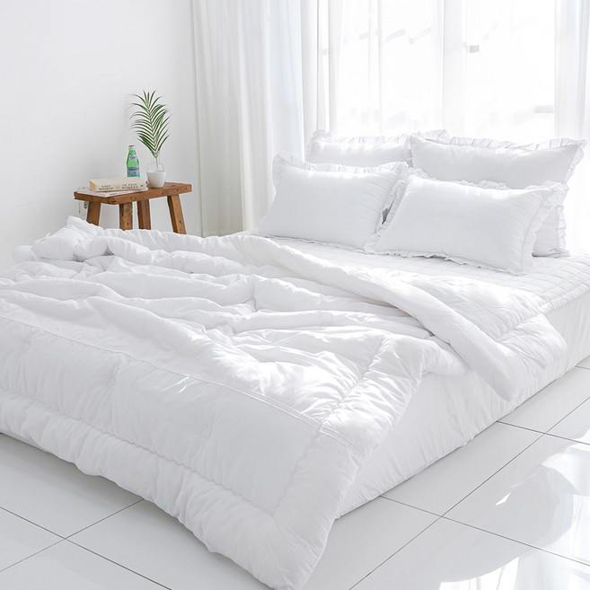 스코홈 순면 코튼소울 차렵이불 + 침대패드 + 누빔 베개커버 세트