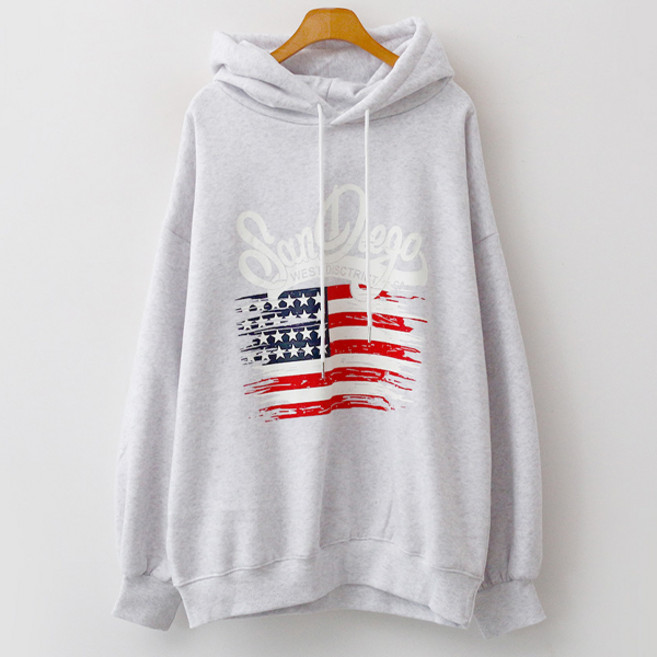 엔비룩 여성용 프린팅 기모후드티