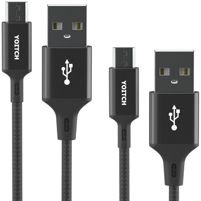 요이치 A타입-마이크로5핀 액트 고속충전 케이블, 블랙, 50cm, 2개