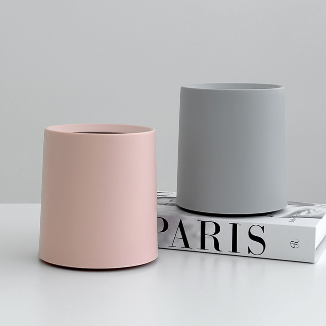 모나코올리브 인테리어 오브제 미니휴지통 2종 세트, 핑크, 그레이
