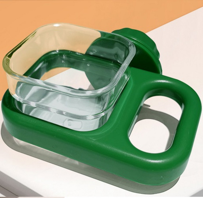 그린허그 반려새 조류 먹이 물그릇 사각, 그린, 1개