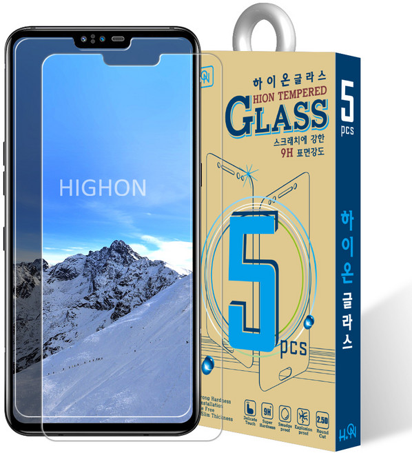 하이온 P글라스 강화유리 휴대폰 액정보호필름 5p, 1개