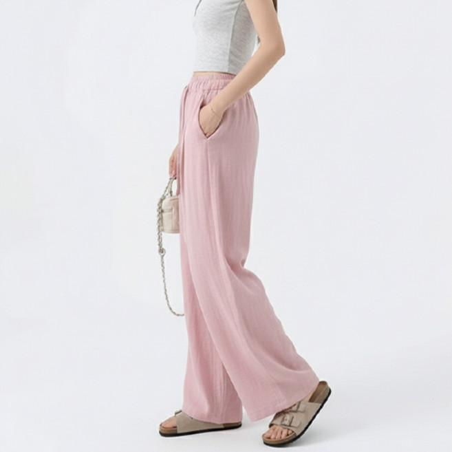 아이캔심플 여성용 텐셀 린넨 여름밴딩 와이드 팬츠