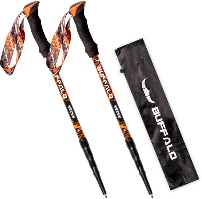 버팔로 락스타 4단 등산 스틱 2p + 케이스, 레드, 1세트