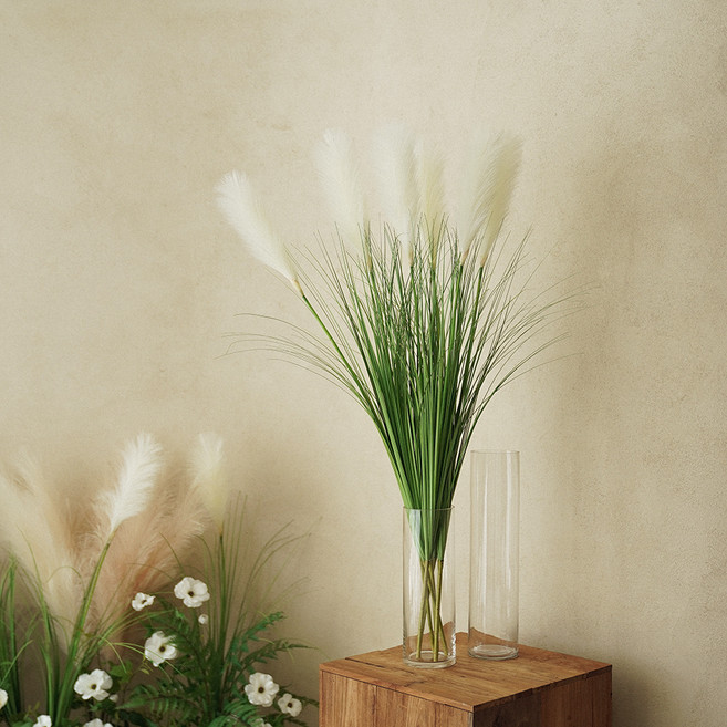 플라우스302 조화 잔디갈대 뮬리 105cm, 크림, 1개