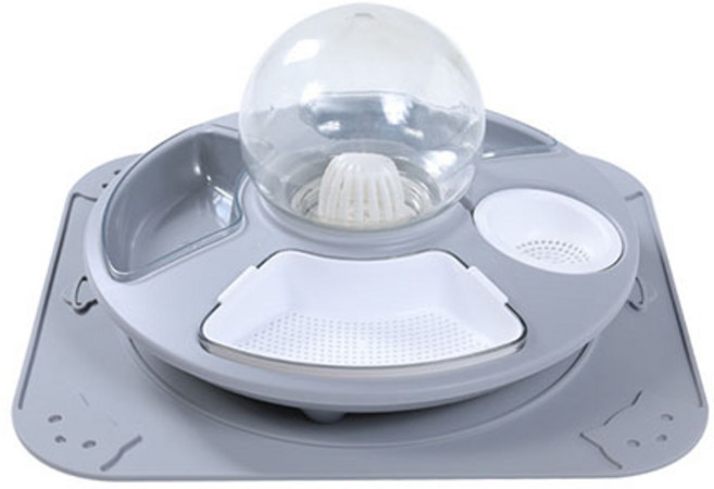 펫트롱 반려동물 멀티 급수기 급식기 + 패드, 그레이, 1개