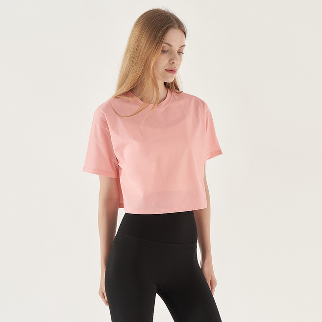 녹족 여성용 홀리 크롭 요가 필라테스 반팔 티셔츠