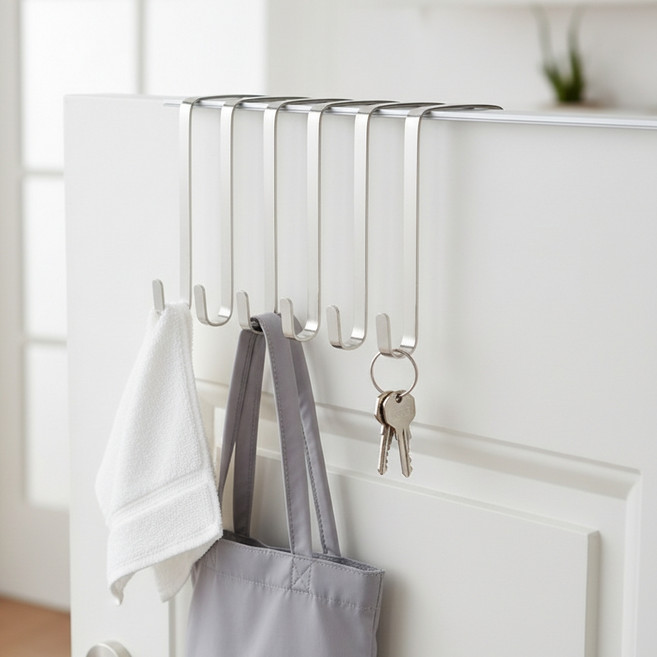 마켓피아 스틸 옷 행거 문 다용도 후크, 폭 8mm, 6개