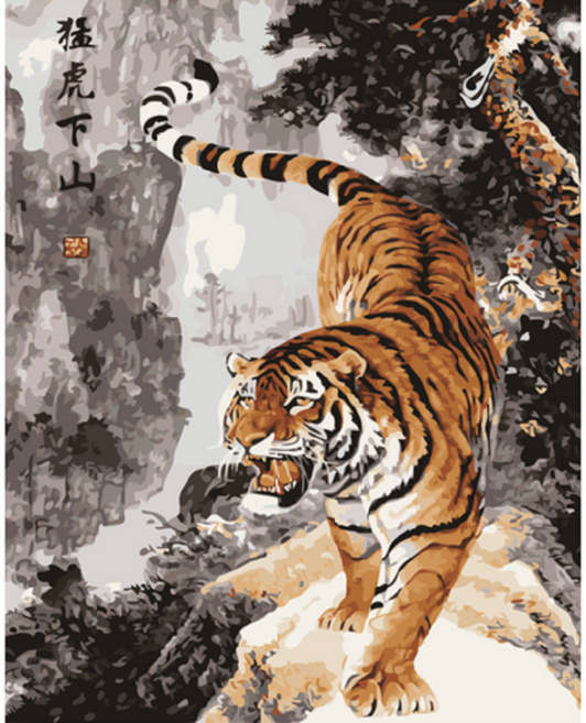 모모픽스페인팅 DIY 명화그리기 세트 40 x 50 cm, 하산하는 호랑이, 1개