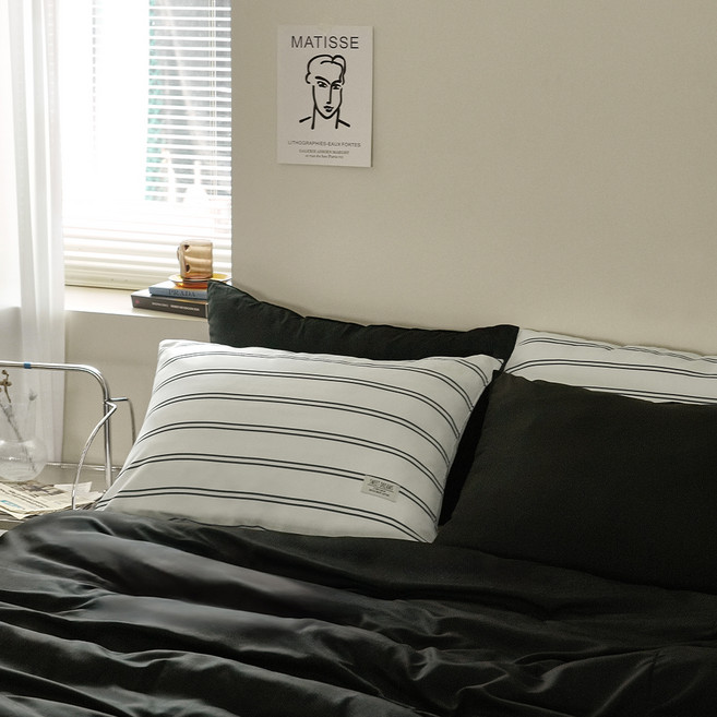 더자리 미드 센츄리 모던 스트라이프 베개커버